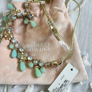 Aqua/gold Badgley Mischka necklace with tassles NEW WORN! Tags still on!!!